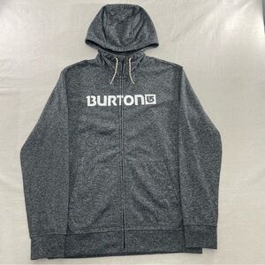 Burton Jacket Men's Size Medium Grey Full Zip Hooded Mesh Like Spell Out Logo